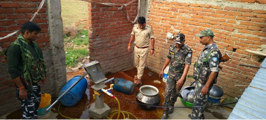 पुलिस ने अवैध शराब भट्ठी किया नष्ट