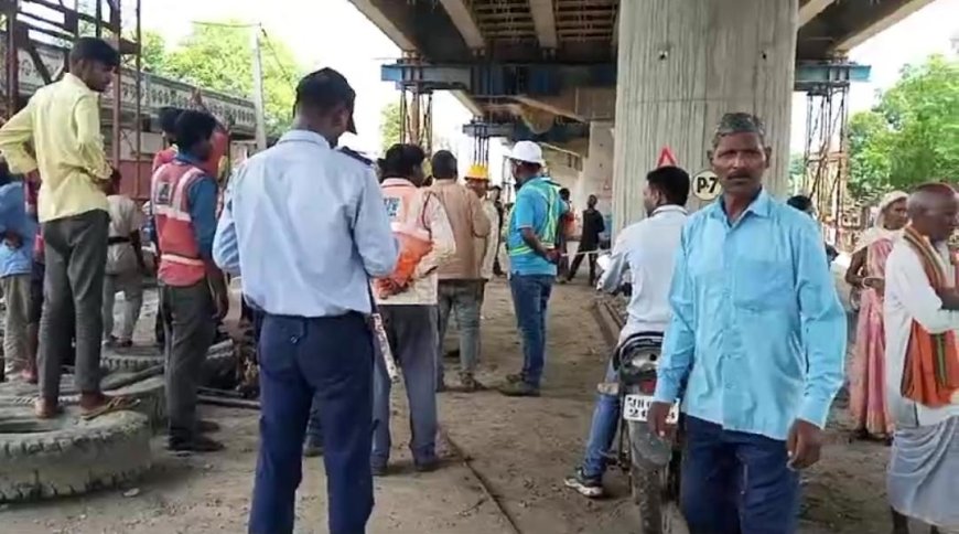 फ्लाईओवर का शटरिंग खोलने के दौरान 30 फिट ऊंचाई से गिरकर मजदूर की मौत