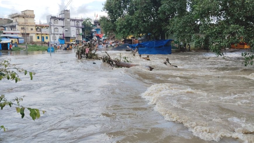बाढ़ की आगोश में गढ़वा, नदियों की उफान ने रोकी शहर की गति
