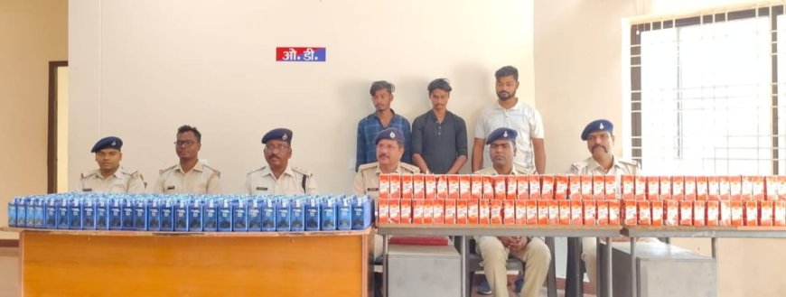 बिहार जा रही भारी मात्रा में अवैध शराब जब्त, तीन गिरफ्तार