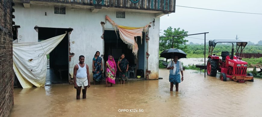 मूसलाधार बारिश से घरों में घूसा पानी