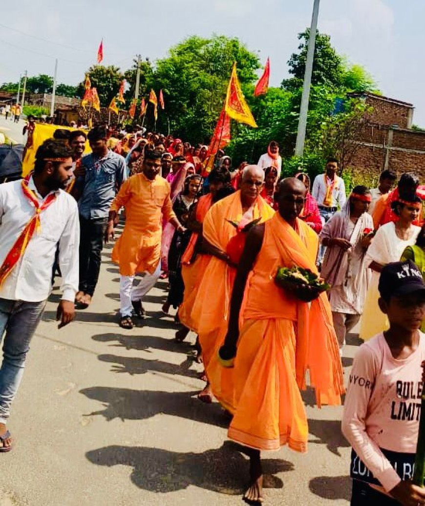 डंडई प्रखंड में गाजे-बाजे संग कलश यात्रा, 24 जगह दुर्गा पूजा का आगाज़