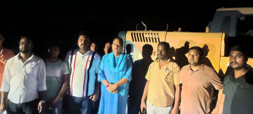 अवैध खनन करते मंत्री ने पकडा तीन टेलर और एक पोकलेन जब्त