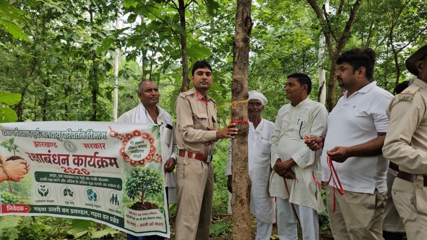 ​लोगों ने पौधों में रक्षासूत्र बांध कर लिया रक्षा का संकल्प